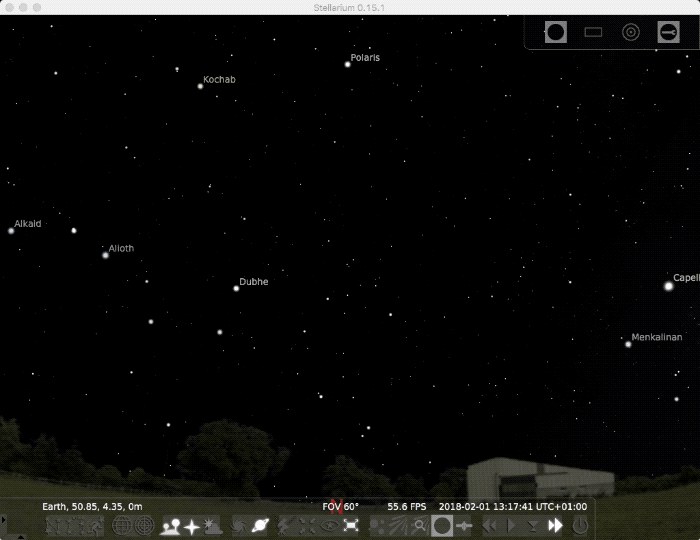 The night sky gif shows how stars move around the North celestial pole, roughly indicated by Polaris, the North Star shot using the <a target=